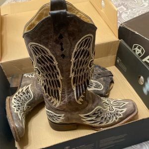 Corral square toe tan with black sequins